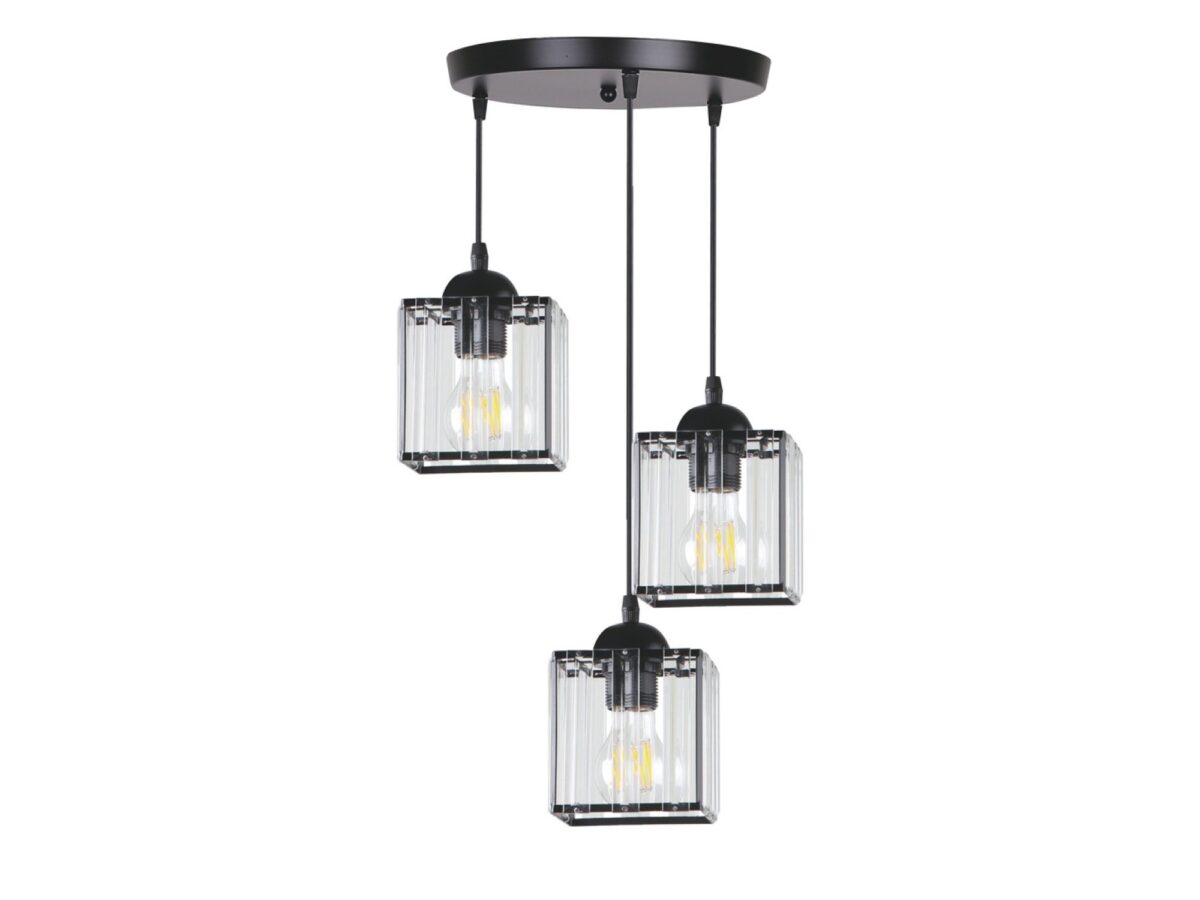 Lampa wisząca Naradio 3-punktowa 35 cm czarna okrągła
