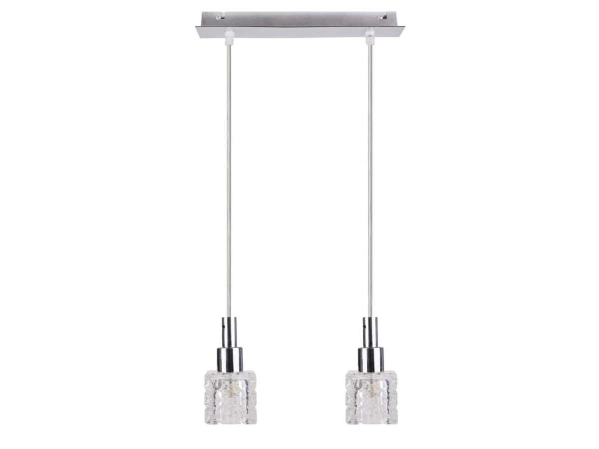 Lampa wisząca Naramela chromowana z dwoma kryształowymi kloszami