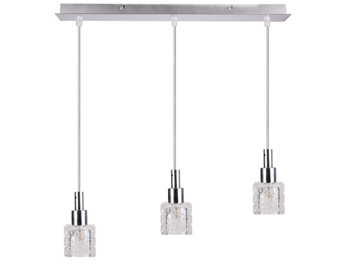 Lampa wisząca Naramela 3-punktowa chrom kryształowe klosze