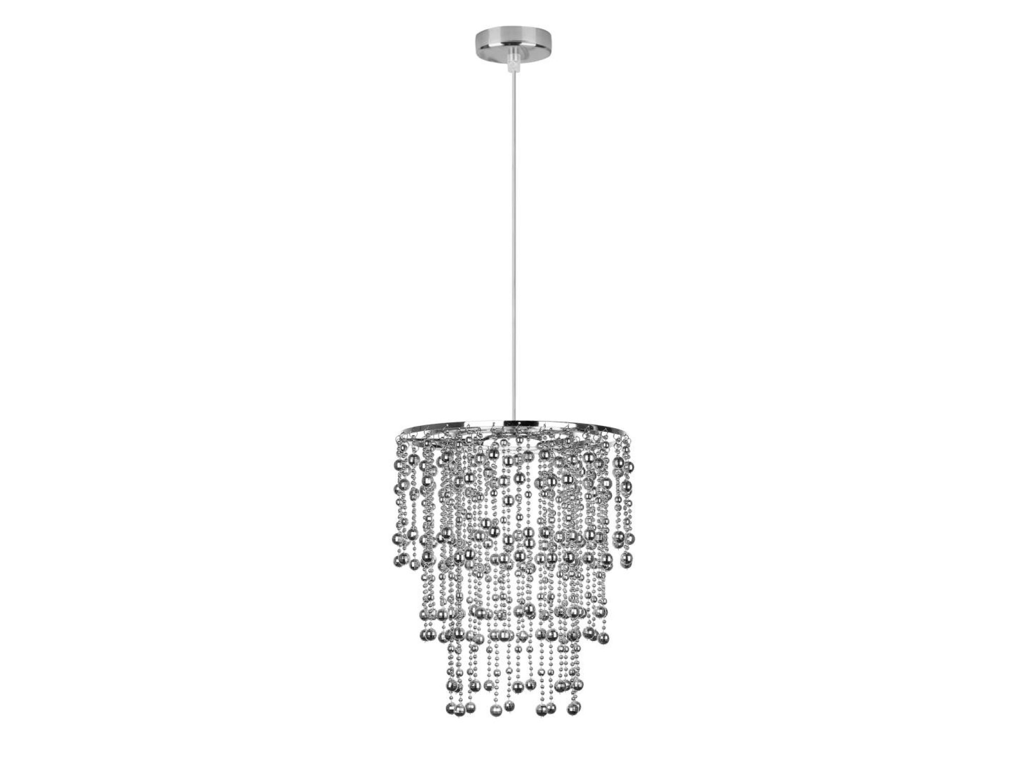 Lampa wisząca Narano chromowana z kaskadą srebrzystych koralików