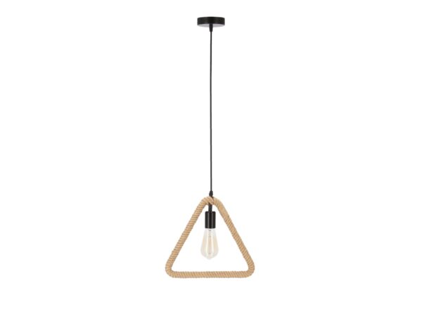 Lampa wisząca Narasela z trójkątną ramą oplecioną beżową liną