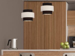 Miniaturka 1 - Dwupunktowa lampa wisząca Naretira z kremowym rattanem w aranżacji wnętrza