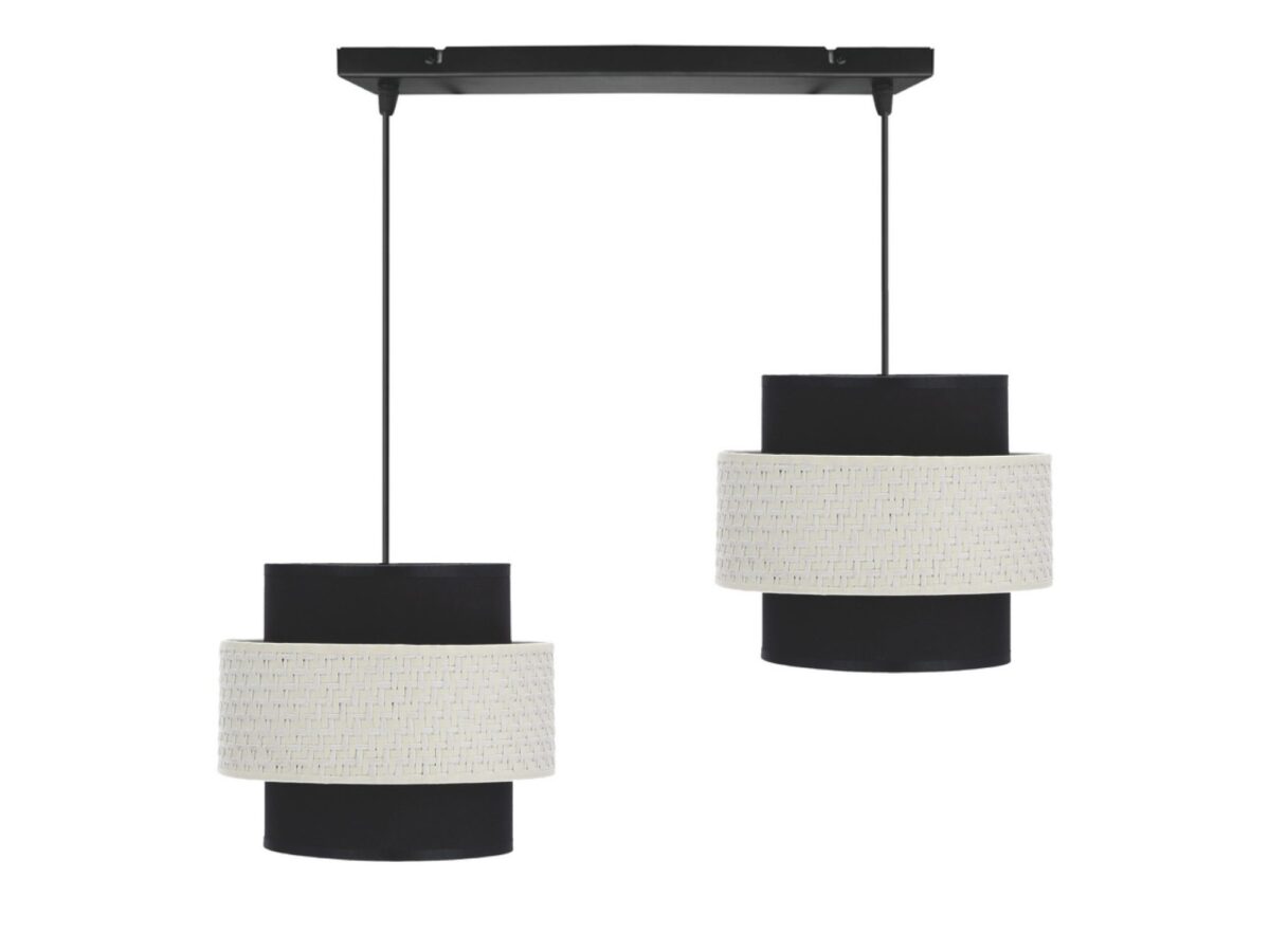 Lampa wisząca Naretira z 2 abażurami czarno-kremowa