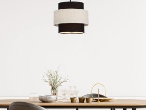 Miniaturka 1 - Jednopunktowa lampa wisząca Naretira z rattanowym abażurem w aranżacji