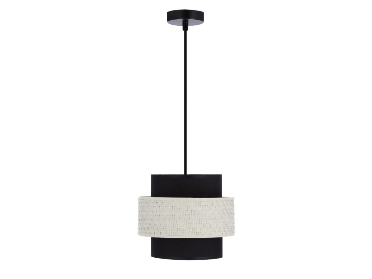 Lampa wisząca Naretira czarno-kremowa z abażurem 20 cm