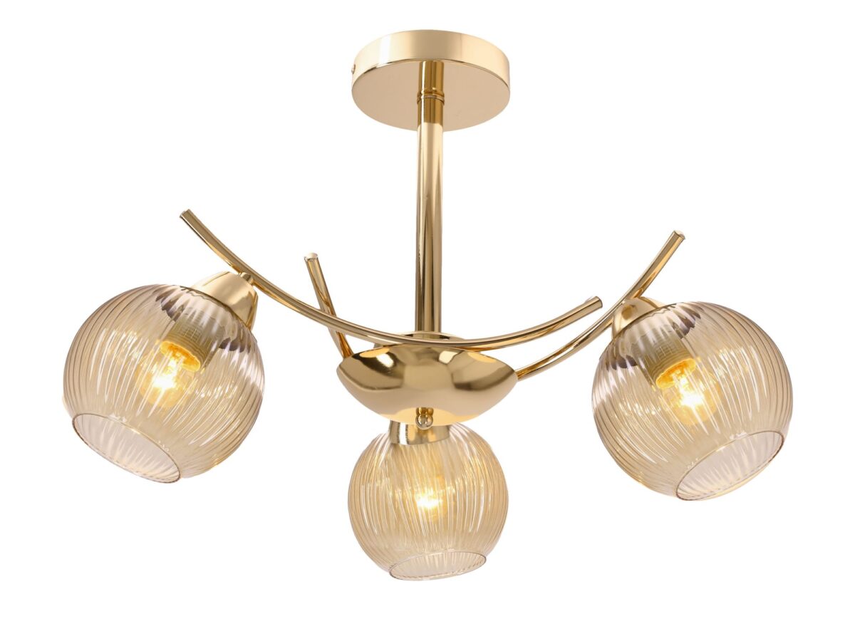 Lampa wisząca Narinia 3-punktowa ze złotym stelażem