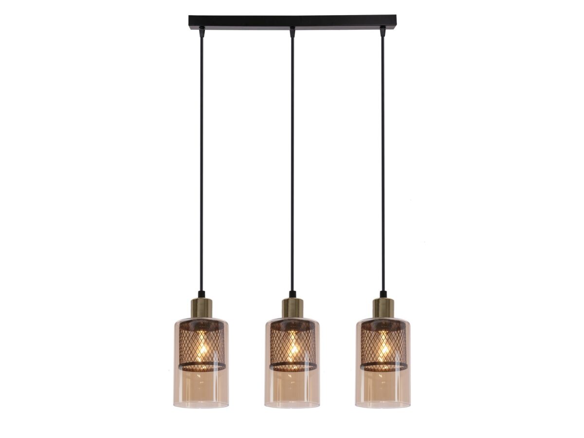 Lampa wisząca Narivia 3-punktowa czarno-złota 70 cm
