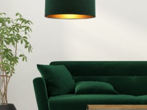 Miniaturka 1 - Lampa wisząca Narotela w aranżacji, zielony abażur i złote wnętrze