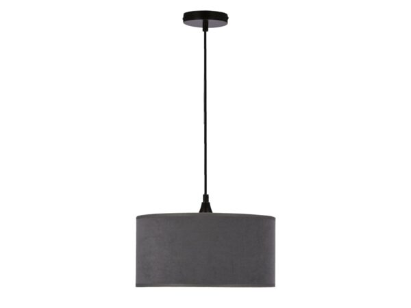 Lampa wisząca Narotela z grafitowym cylindrycznym abażurem na czarnym zawieszeniu