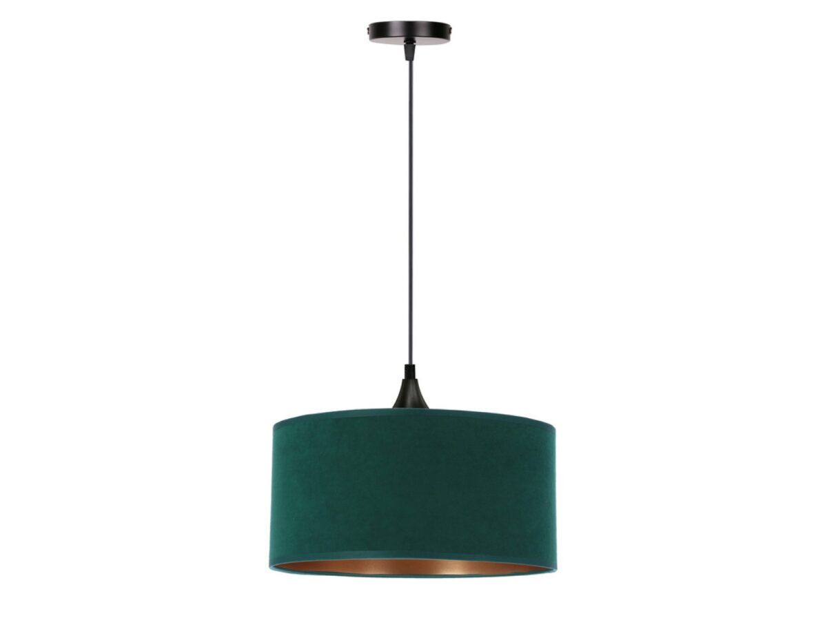Lampa wisząca Narotela z zielonym welurowym abażurem 30 cm czarny