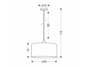 Miniaturka 2 - Lampa wisząca Narotela, rysunek wymiarowy wysokość 115 cm, szerokość 30 cm