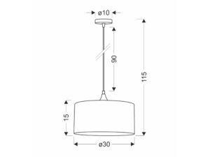 Miniaturka 1 - Rysunek wymiarowy lampy wiszącej Narotela o wysokości 115 cm
