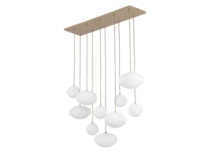 Miniaturka 1 - Lampa wisząca Nebia 10-punktowa piaskowy beż z mlecznobiałymi kloszami