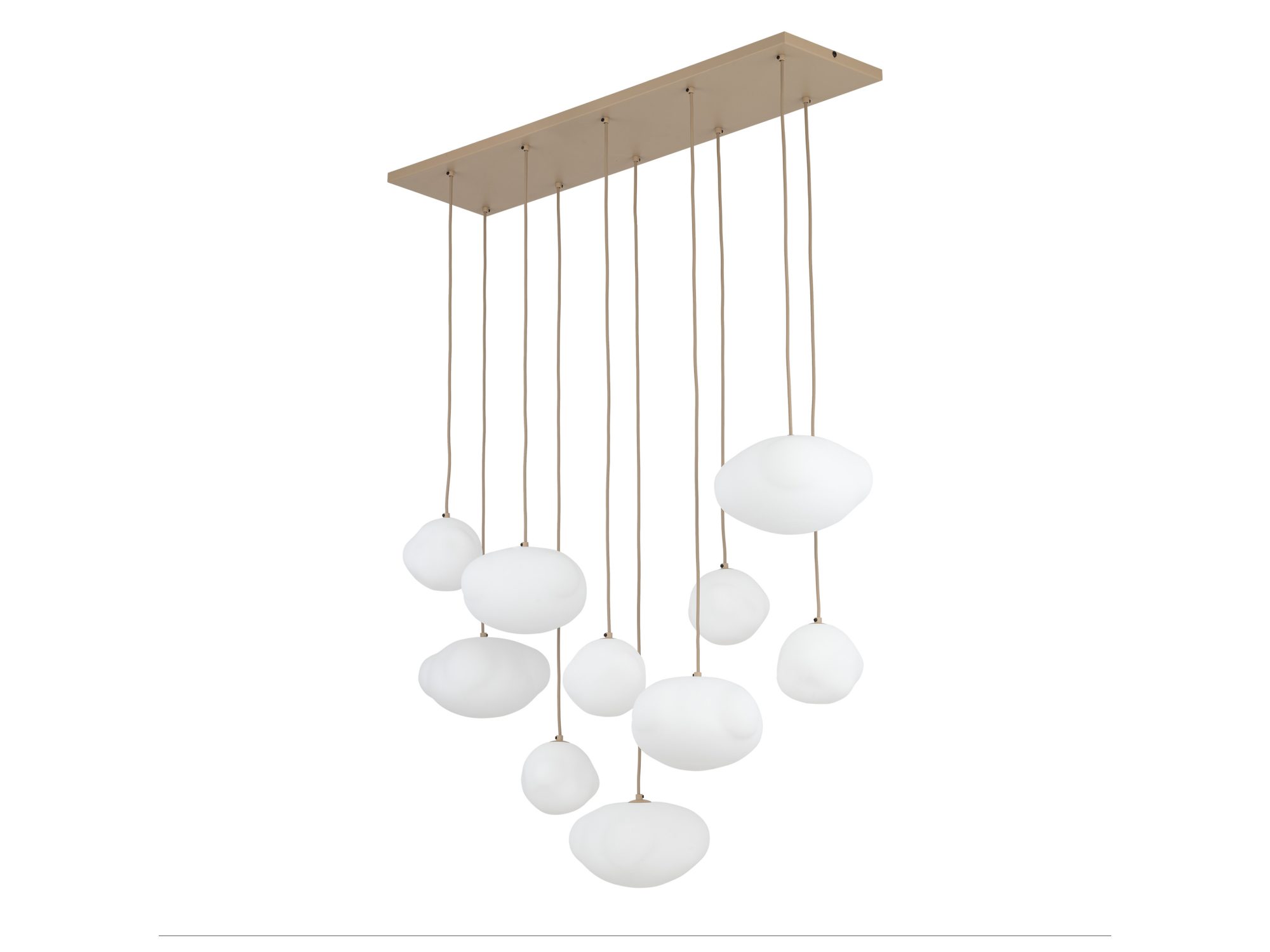 Lampa wisząca Nebia 10-punktowa piaskowy beż z mlecznobiałymi kloszami