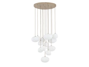 Miniaturka 1 - Lampa wisząca Nebia 13-punktowa piaskowy beż z mlecznobiałymi kloszami