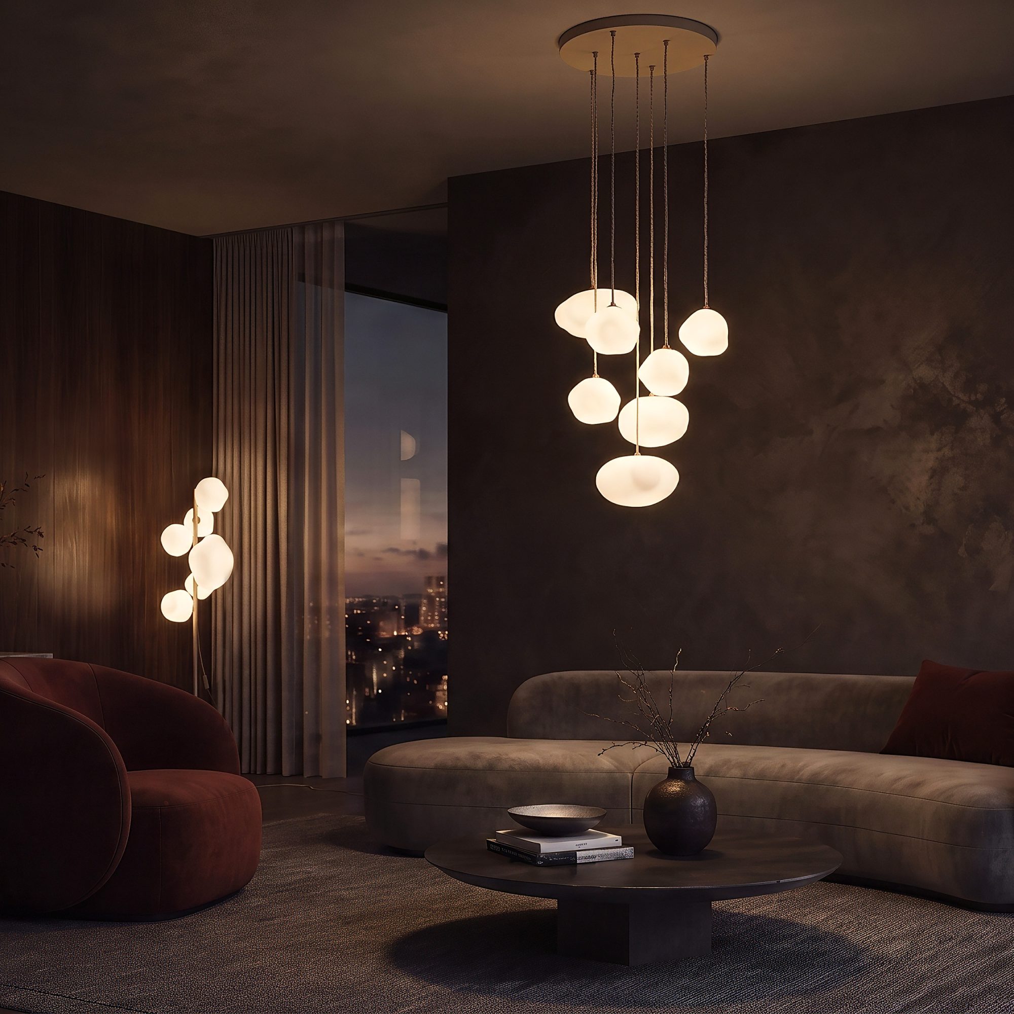 Lampa wisząca Nebia piaskowy beż w aranżacji wnętrza