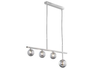 Miniaturka 2 - Lampa wisząca Neptun w niklu z czterema przydymionymi szklanymi kulami