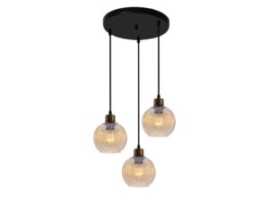 Miniaturka 2 - Lampa wisząca Neradia z trzema bursztynowymi szklanymi kloszami