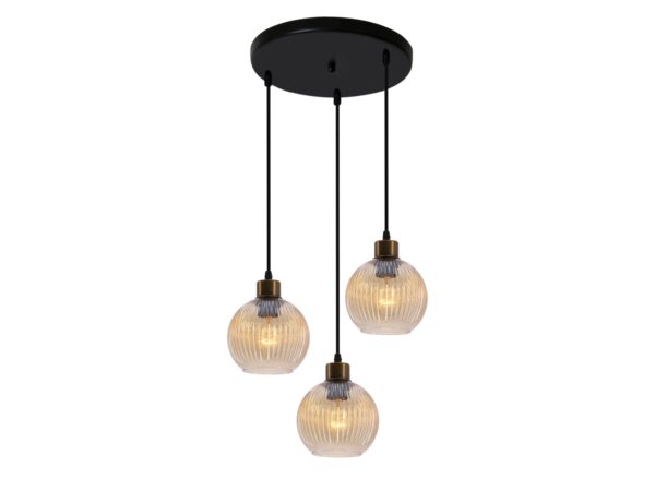 Lampa wisząca Neradia z trzema bursztynowymi szklanymi kloszami