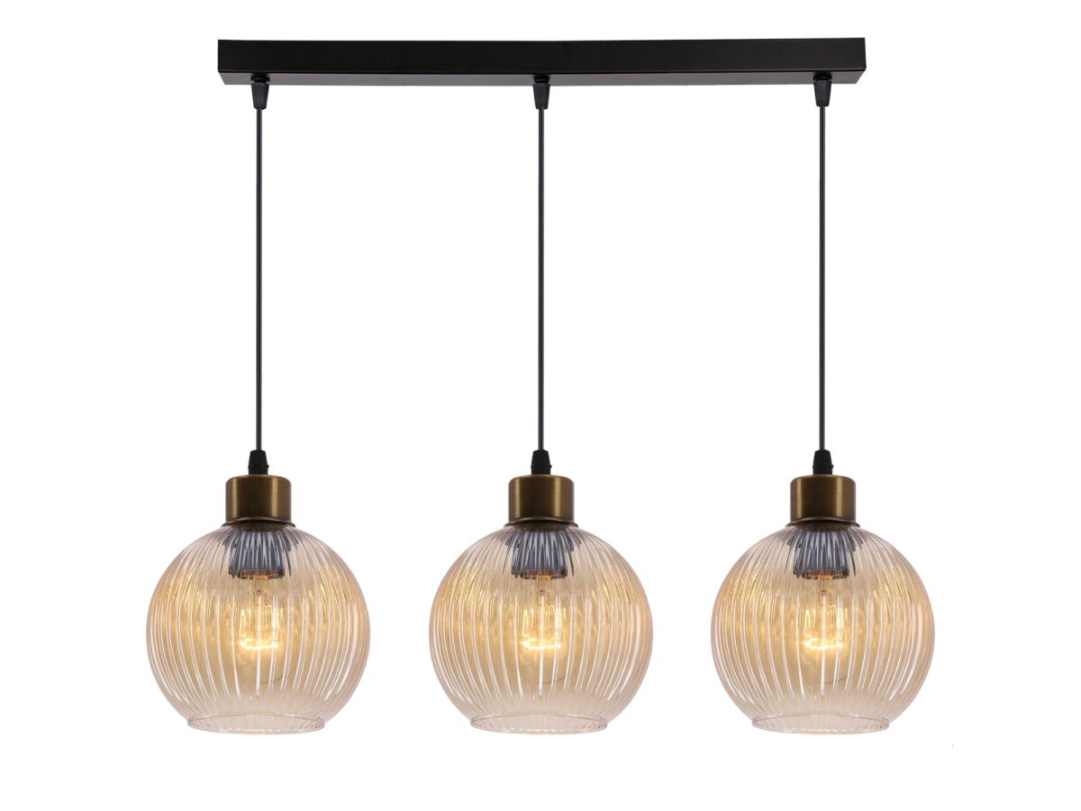 Lampa wisząca Neradia 3-punktowa z bursztynowym szkłem