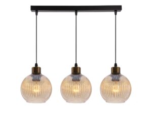 Miniaturka 2 - Lampa wisząca Neradia trzy bursztynowe szklane klosze na czarnej belce
