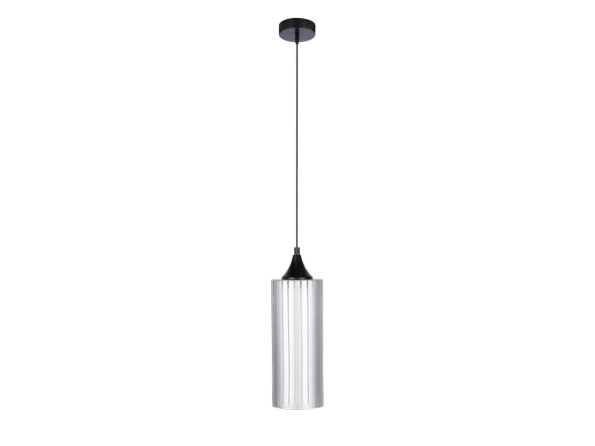 Lampa wisząca Neravano srebrna z ryflowanym kloszem
