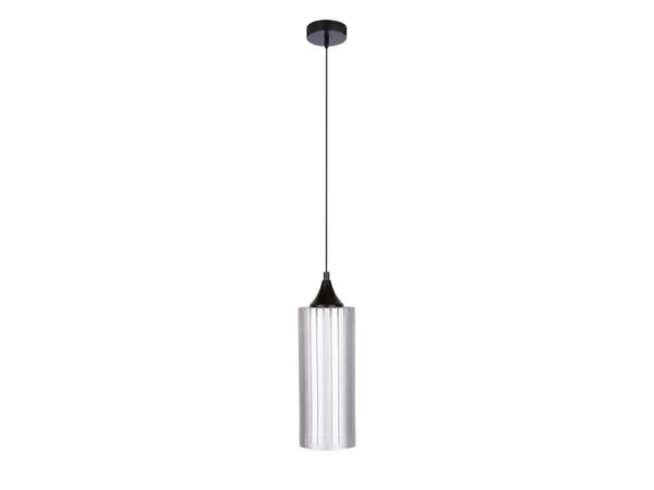 Lampa wisząca Neravano srebrzysty szklany klosz w wąskim cylindrze