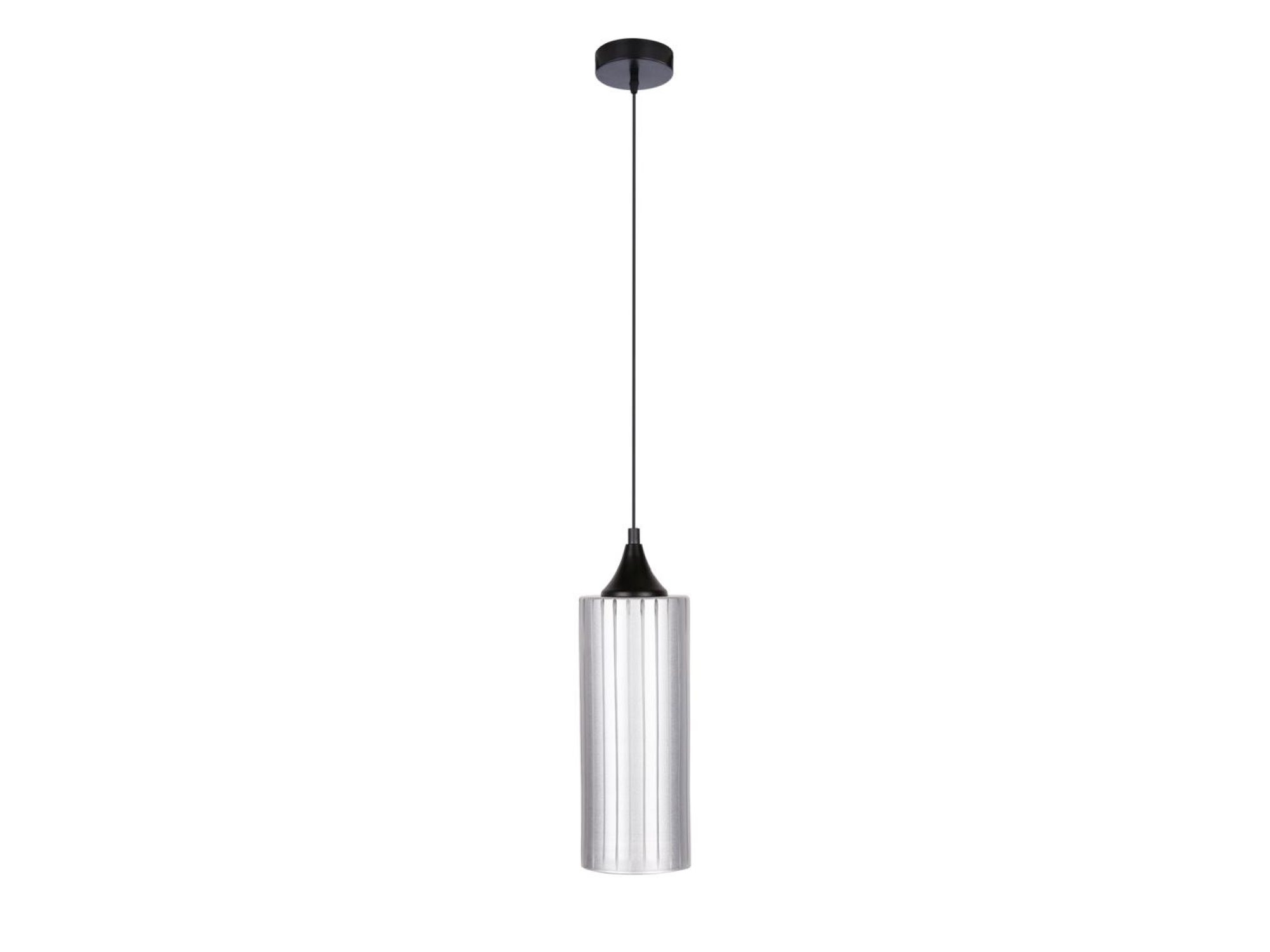 Lampa wisząca Neravano srebrzysty szklany klosz w wąskim cylindrze