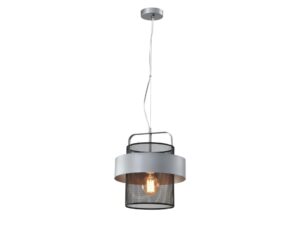 Miniaturka 1 - Lampa wisząca Nerinio srebrno-czarna z metalowym kloszem siatkowym