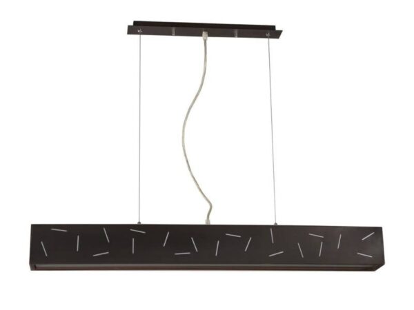 Lampa wisząca Neritia wenge – podłużna belka z dekoracyjnymi nacięciami