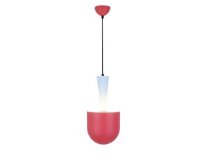 Miniaturka 4 - Lampa wisząca Nerivio z czerwonym półkulistym kloszem i błękitnym elementem nad nim