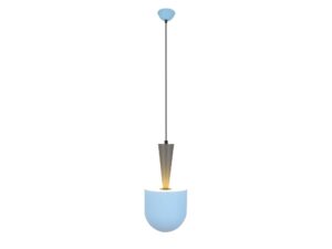 Miniaturka 1 - Lampa wisząca Nerivio z błękitnym półkulistym kloszem i szarym zwężanym elementem