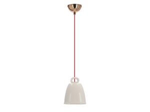 Miniaturka 8 - Biała lampa wisząca Nerodo z ceramicznym kloszem na czerwonym przewodzie