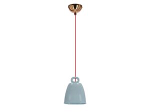 Miniaturka 12 - Niebieska lampa wisząca Nerodo z ceramicznym kloszem i czerwonym przewodem