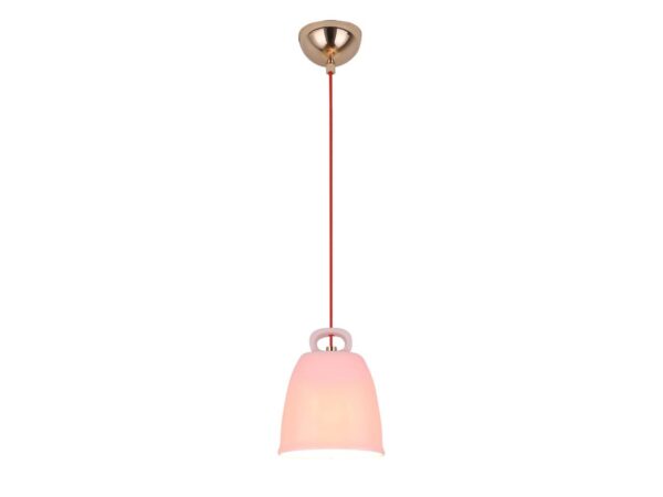Różowa lampa wisząca Nerodo z ceramicznym dzwonkowym kloszem