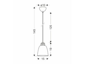 Miniaturka 3 - Rysunek wymiarowy lampy Nerodo, wysokość 145 cm i klosz 15 cm