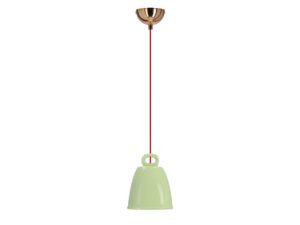 Miniaturka 4 - Zielona lampa wisząca Nerodo z ceramicznym kloszem na czerwonym przewodzie
