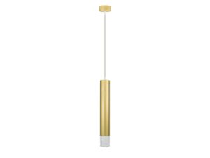 Miniaturka 6 - Złota pojedyncza lampa wisząca Neroleta GU10 z cylindrycznym kloszem, pełny widok na białym tle