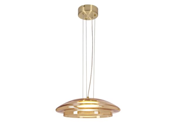 Lampa wisząca Nerolia z bursztynowo-białym szklanym kloszem
