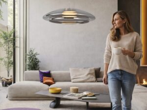 Miniaturka 2 - Lampa wisząca Nerolia z przydymionym szkłem w przestronnym salonie