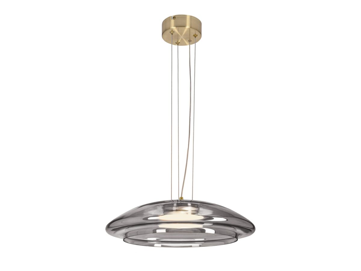 Lampa wisząca Nerolia 42 cm z przydymionym szkłem i złotą podsufitką