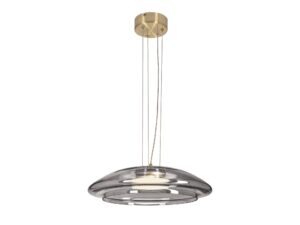 Miniaturka 5 - Lampa wisząca Nerolia ze złotą podsufitką i przydymionym szklanym kloszem