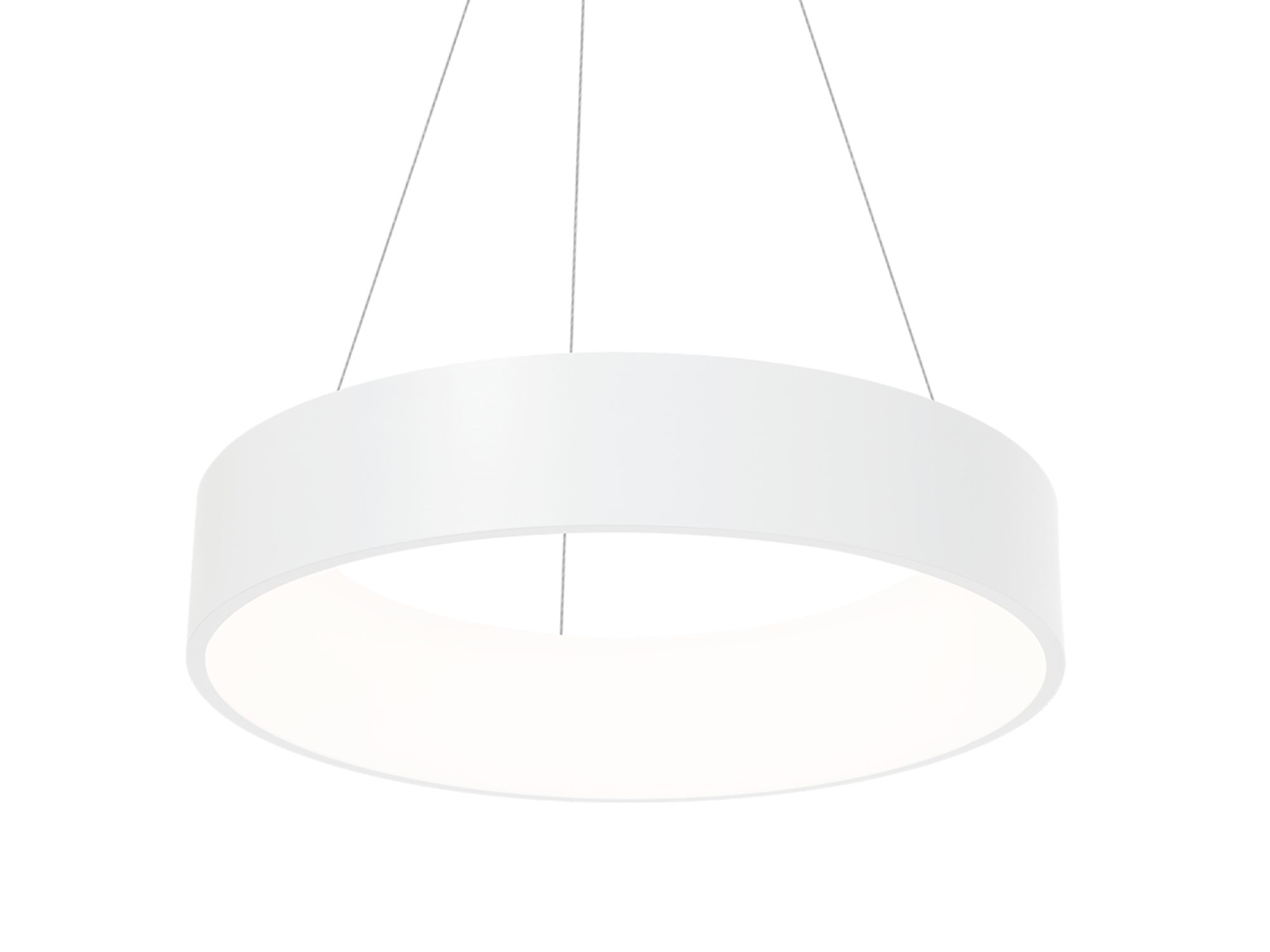 Biała lampa wisząca Nevasia LED 40 W na białym tle