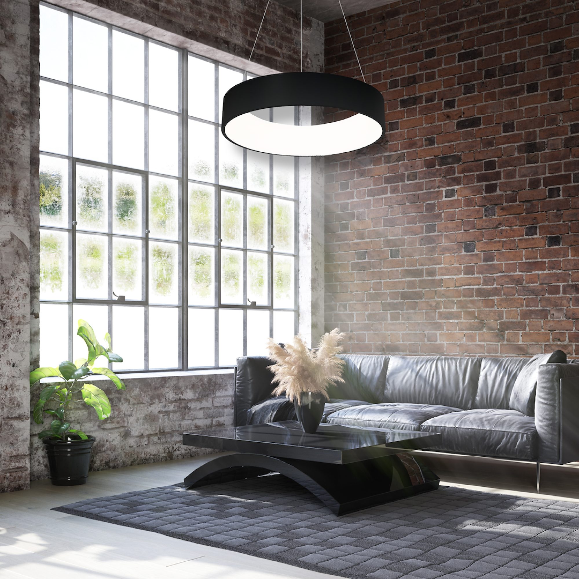 Czarna lampa wisząca Nevasia w aranżacji wnętrza