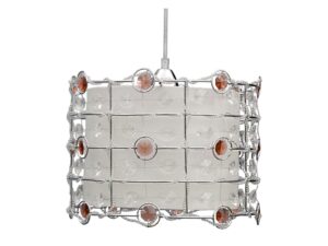 Miniaturka 2 - Lampa wisząca Nevasona z białym kloszem i bursztynowymi kryształkami