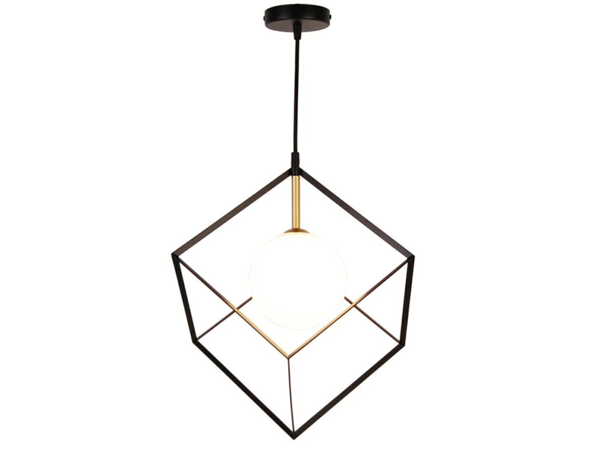 Lampa wisząca Nevemio czarno-złota z kloszem 20 cm