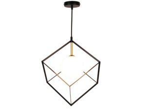 Miniaturka 3 - Lampa wisząca Nevemio czarno-złota z białym szklanym kloszem