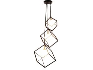 Miniaturka 4 - Lampa wisząca Nevemio z trzema geometrycznymi czarno-złotymi oprawami