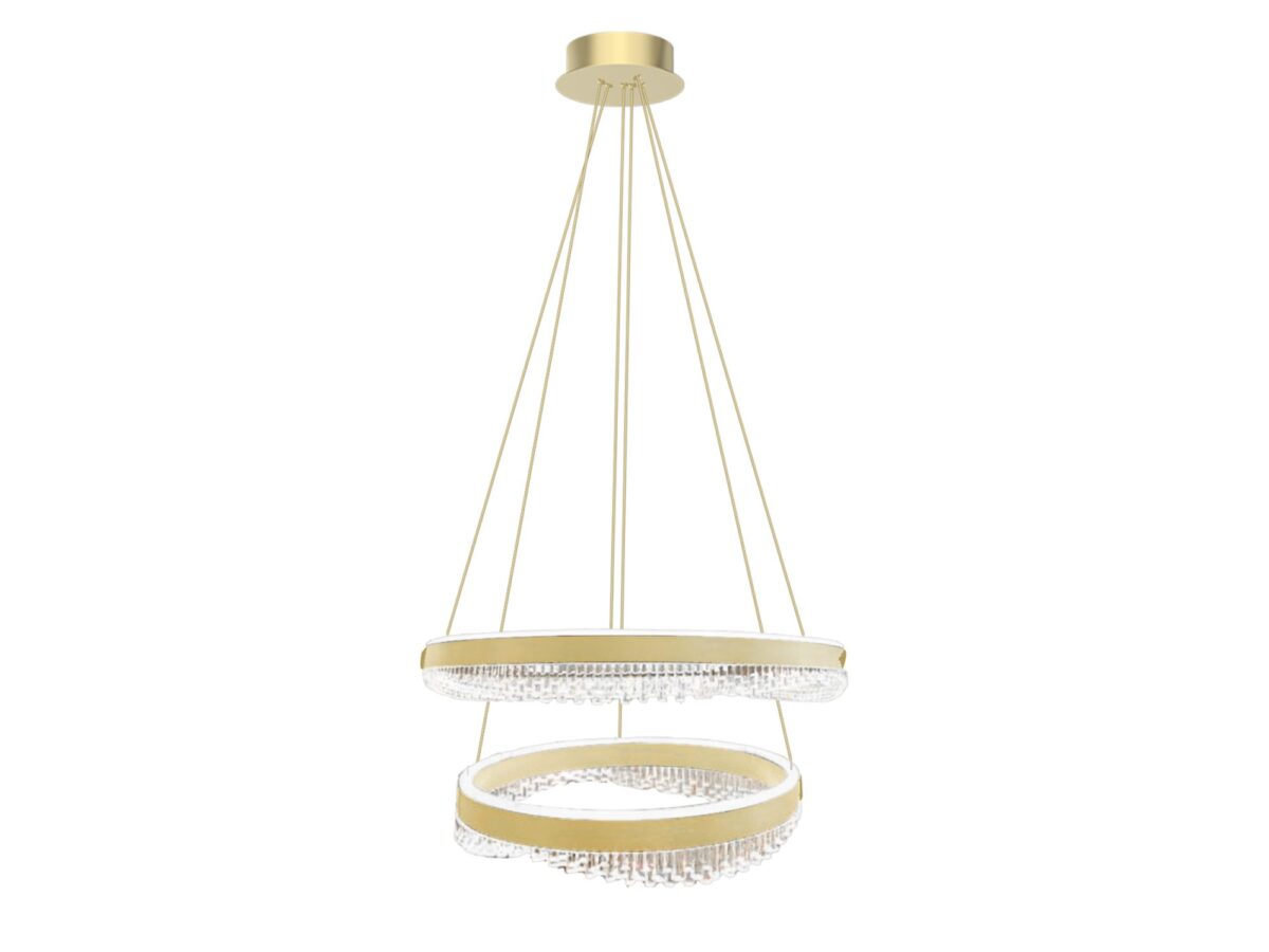 Lampa wisząca LED Nevetora dwa pierścienie 60 cm 85 W złota