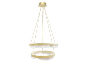Miniaturka 5 - Złota lampa wisząca Nevetora 85 W z dwoma kryształowymi pierścieniami na białym tle